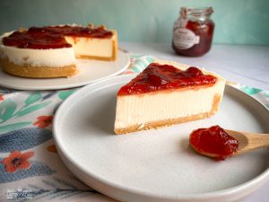 tarta de queso con mermelada sin horno